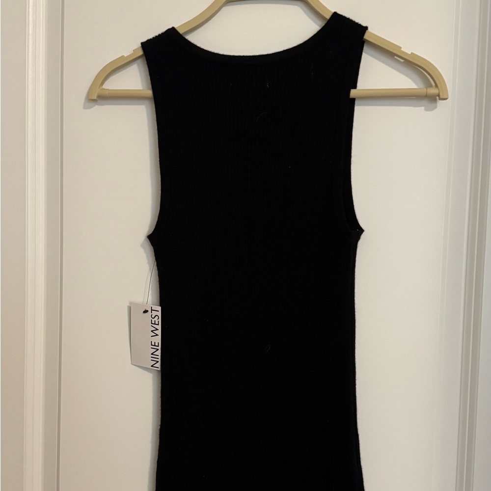 Thick Ribbed Black Tank Top Sleeveless Racerback Dress - Picture 4 of 10
